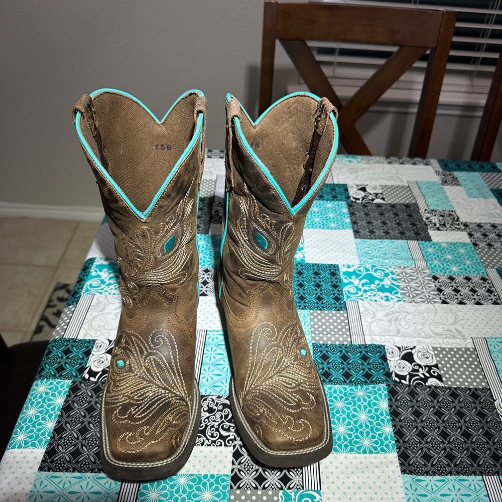 Ariat Brown and Turquoise Ankle Boots